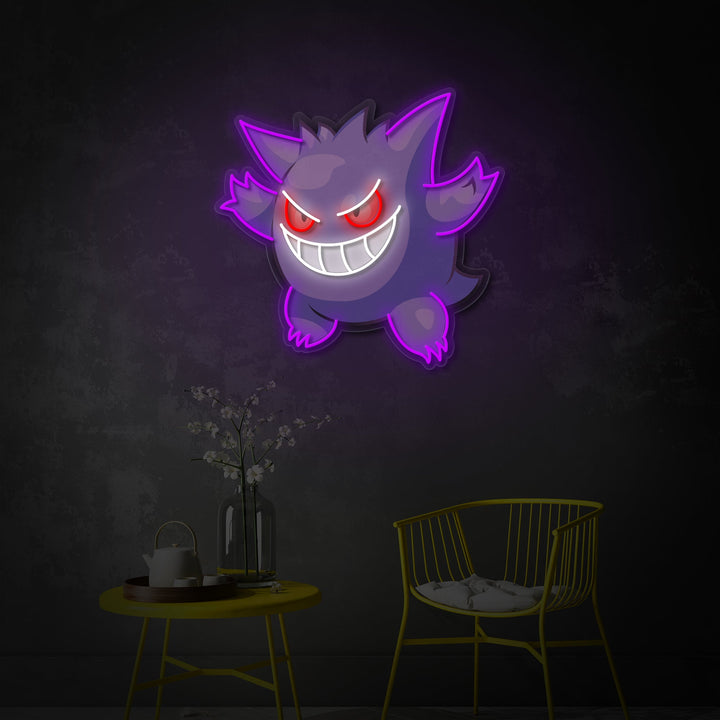 "Gengar, pelin sisustus" UV-tulostettu LED-neonkyltti
