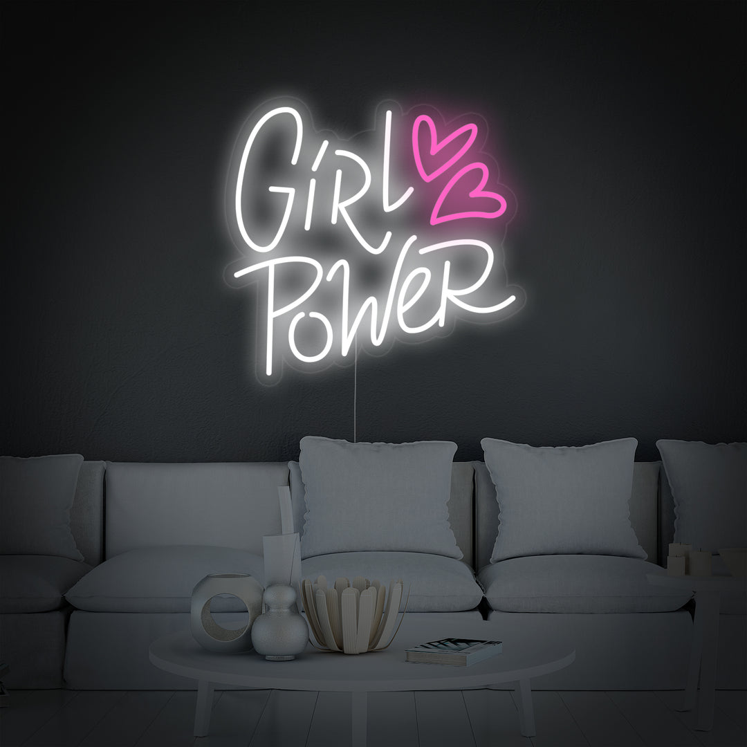 "Girl Power Hearts" Neonkyltti