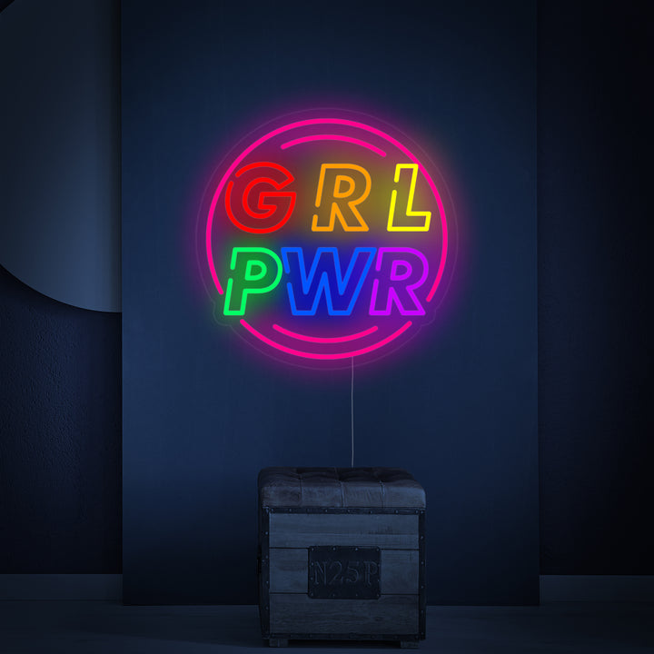 "Girl Power with Circle" Neonkyltti