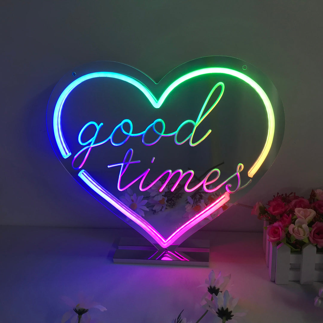 "Good Times, Unenomainen Värinmuutos" Peilipohjainen Neonkyltti