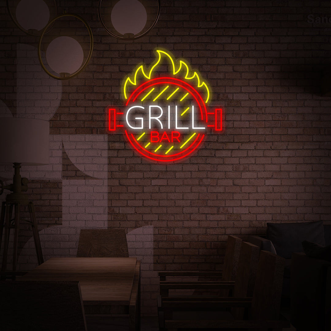 "GRILL, Grilli Bar" Neonkyltti