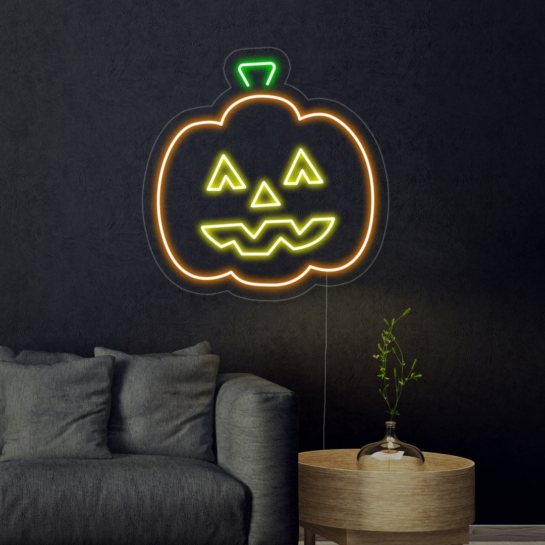 "Halloween-Tyylinen Kurpitsa" Neonkyltti