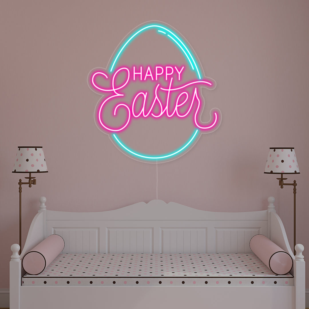 "Muna, Happy Easter" Neonkyltti