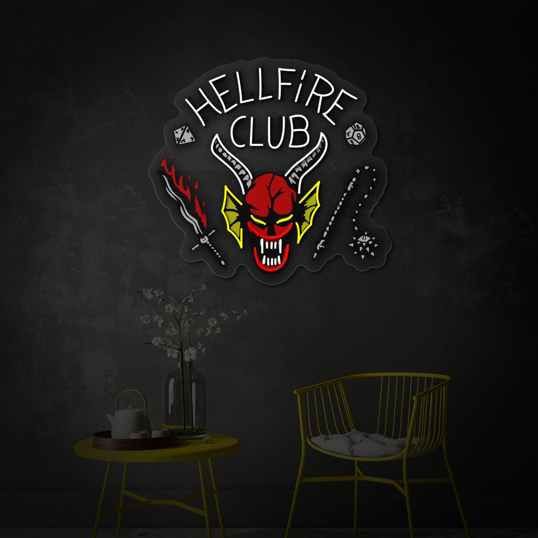 "Hellfire Club" UV-tulostettu LED-neonkyltti