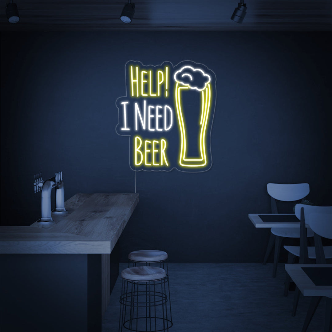"Help I Need Beer" Neonkyltti