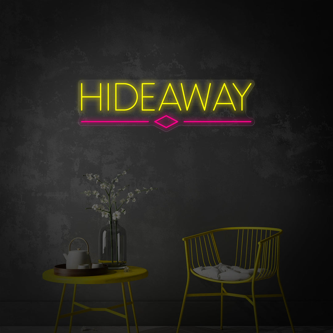 "Hideaway, olutbaarilippu" Neonkyltti