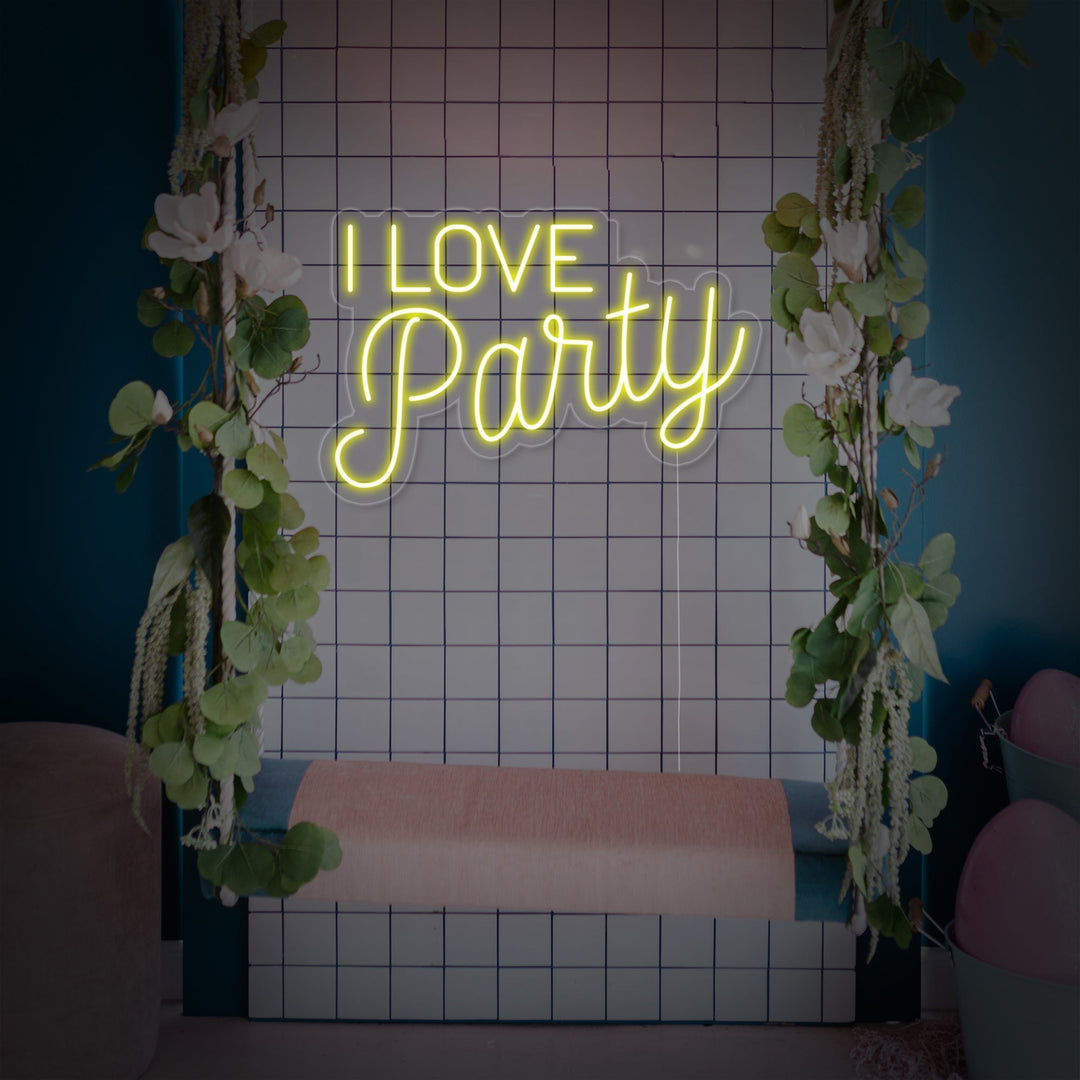 "I Love Party" Neonkyltti