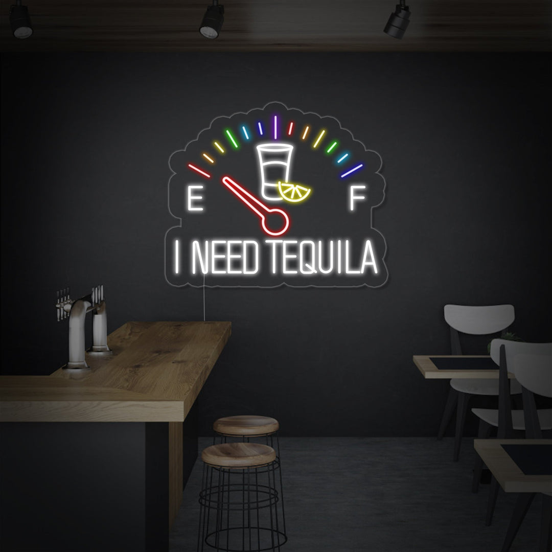 "I Need Tequila Kello" Neonkyltti