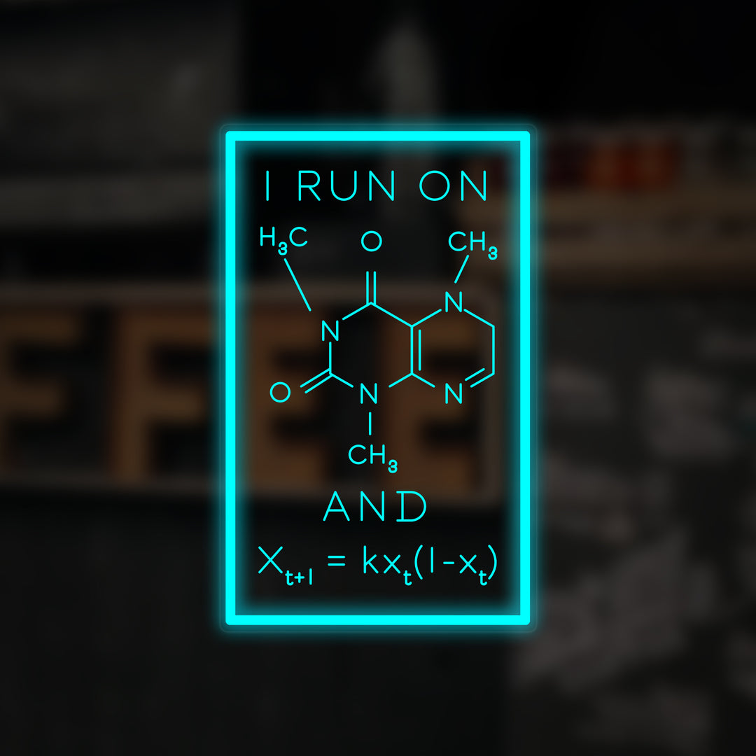 "I Run On Caffeine, Kaava" Mini Neonkyltti