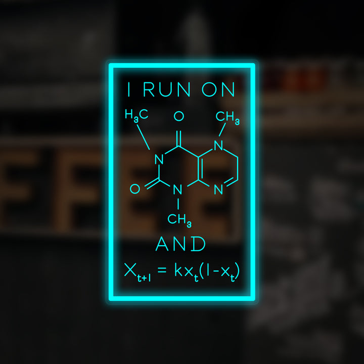 "I Run On Caffeine, Kaava" Mini Neonkyltti