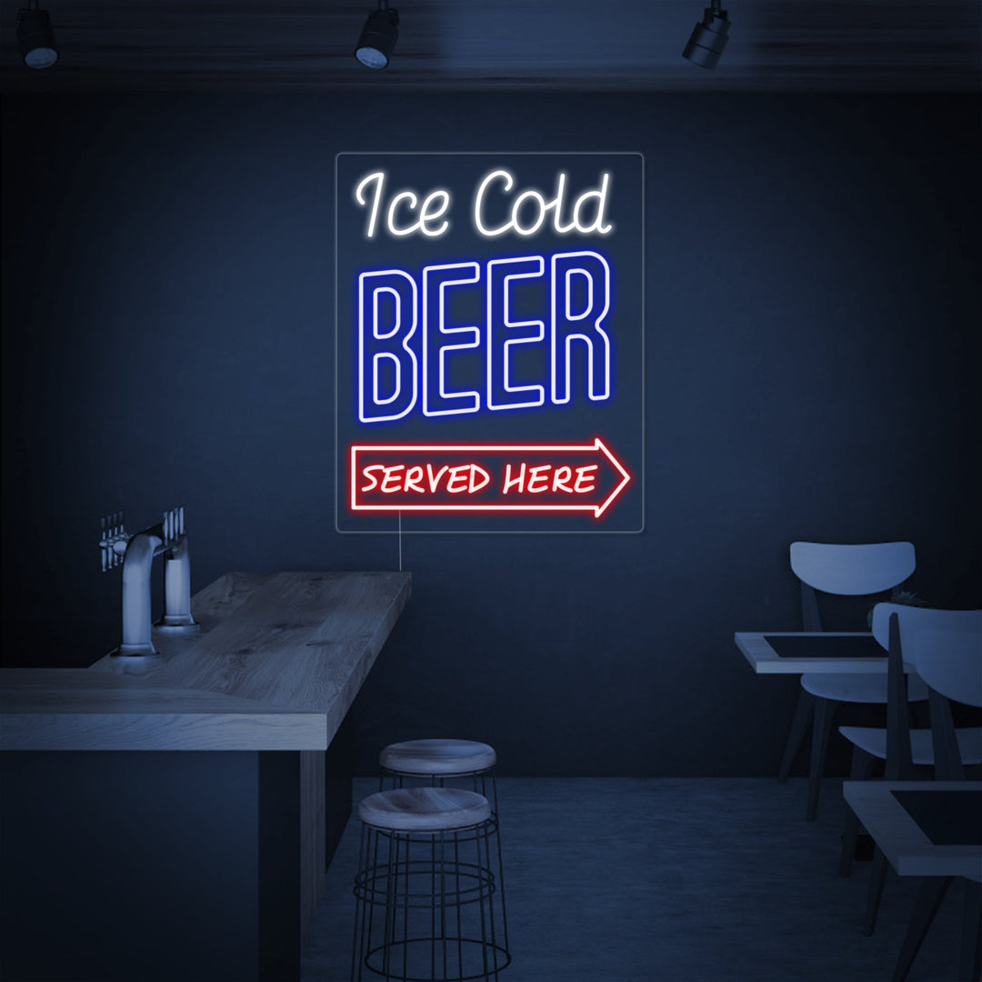 "Ice Cold Beer Served Here Bar" Neonkyltti