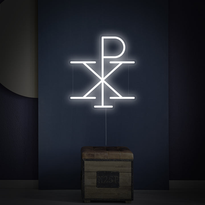 "Jesus Monogrammi Kristuksen Chi Rho" Neonkyltti