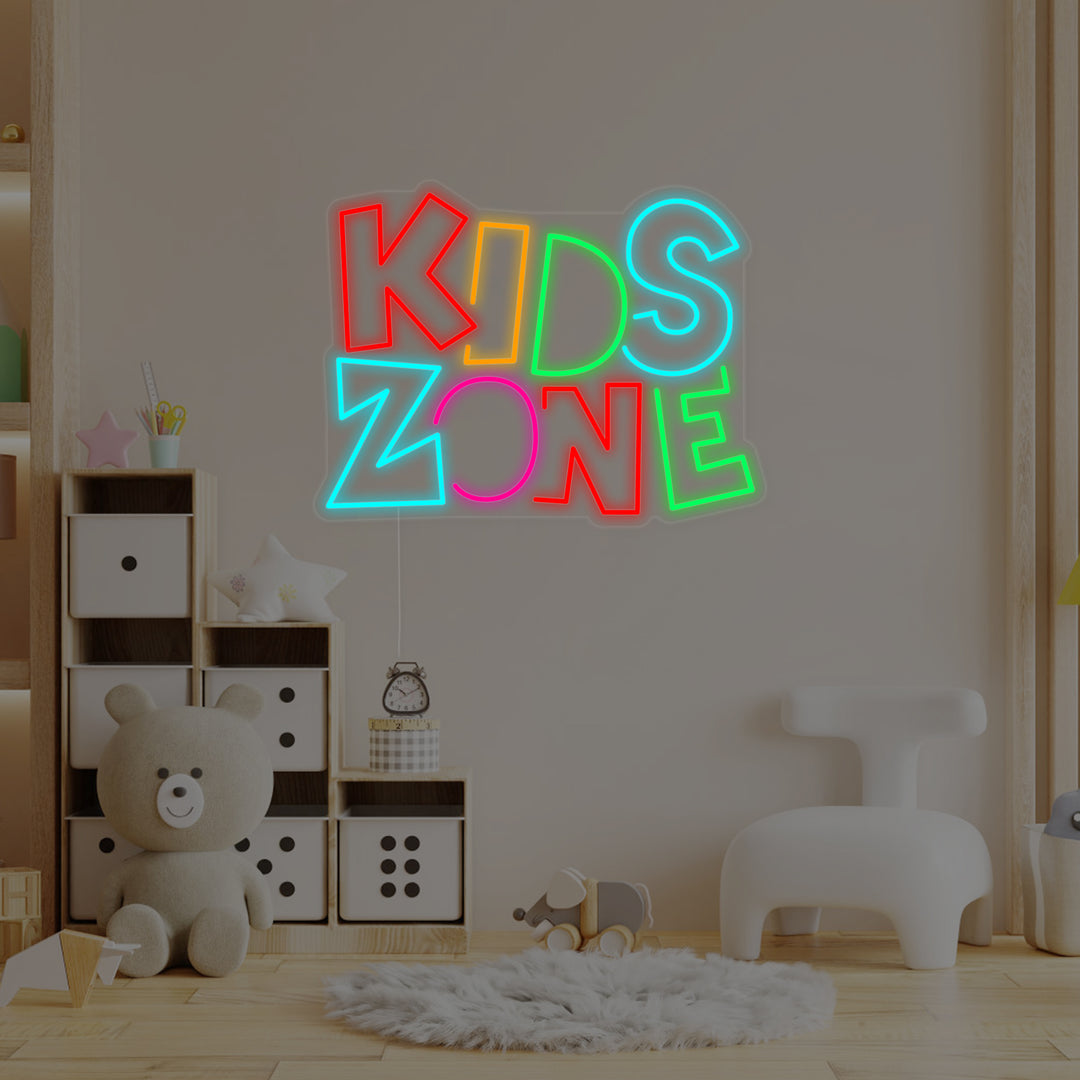 "Kids Zone, Lastenhuoneen sisustus" Neonkyltti