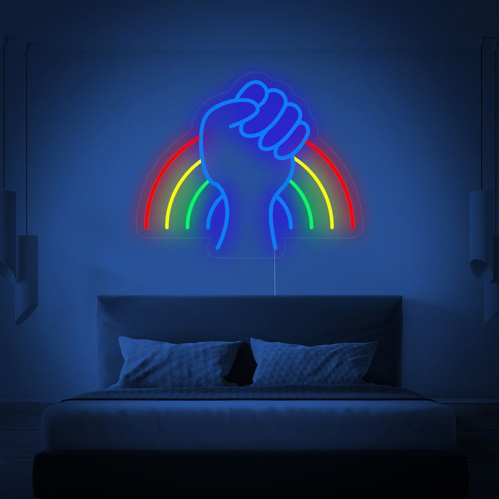 "Sateenkaarilippu Lgbt-Ylpeys Ainutlaatuinen" Neonkyltti