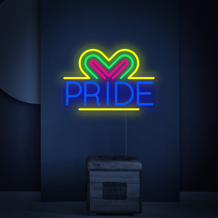 "LGBT, PRIDE, Sydämet" Neonkyltti