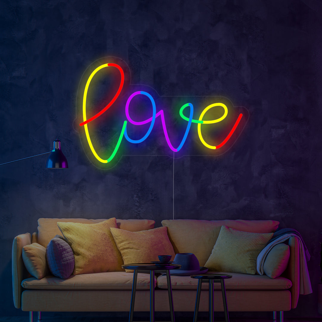 "LGBT, Sateenkaari, LOVE" Neonkyltti