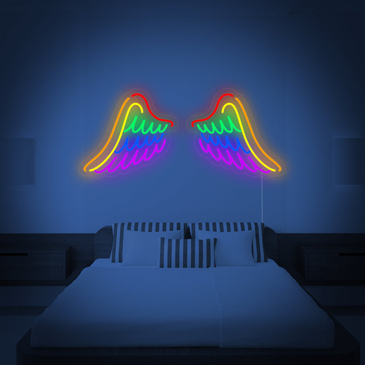 "Sateenkaarilippu Lgbt-Ylpeys Ainutlaatuinen, Siivet" Neonkyltti