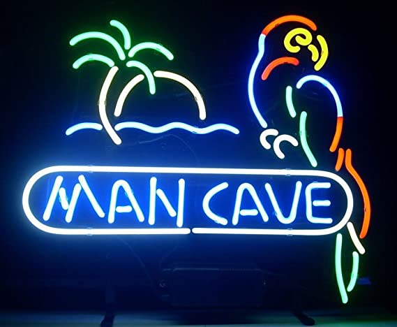 "Man Cave, Papukaija" Neonkyltti