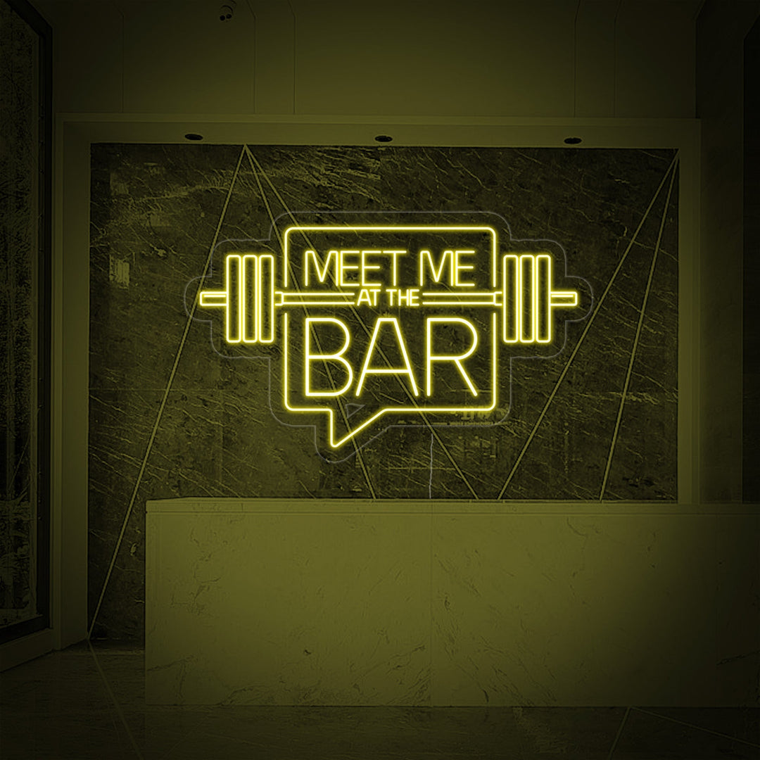 "Meet Me At The Bar Kuntosalille" Neonkyltti