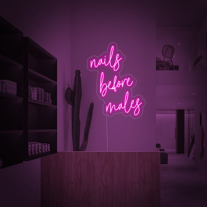 "Nails Before Males" Neonkyltti