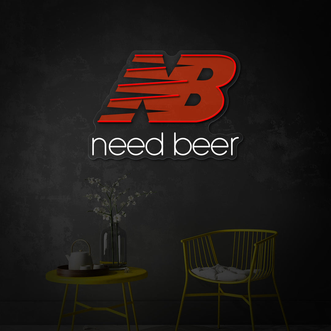 "Need Beer" UV-tulostettu LED-neonkyltti