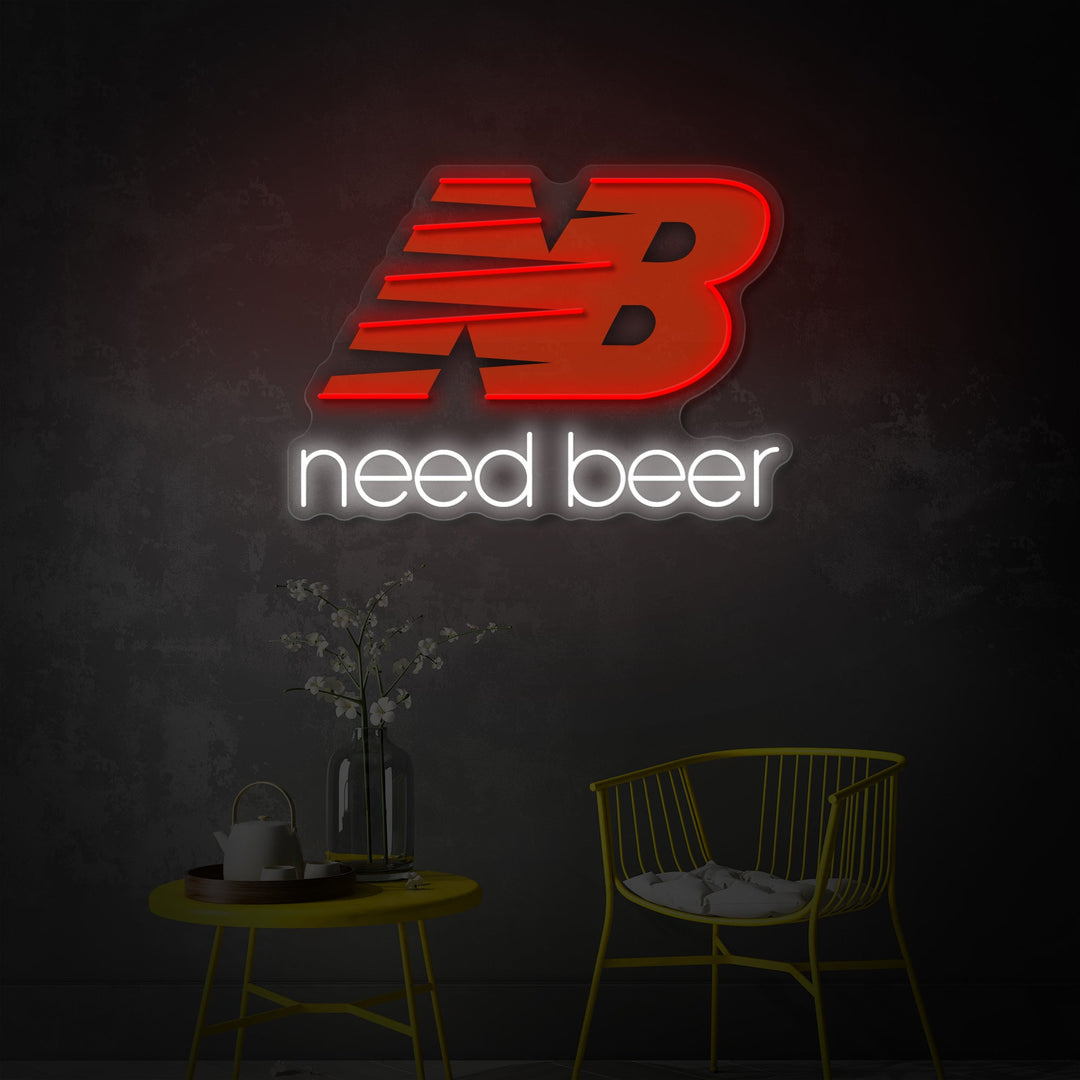 "Need Beer" UV-tulostettu LED-neonkyltti