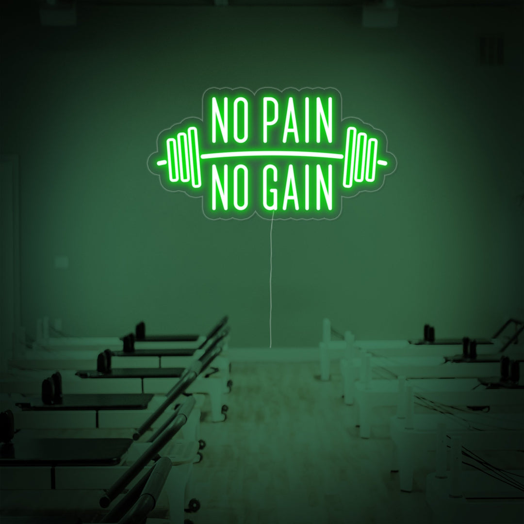 "No Pain No Gain, Kuntosali Sisustus, Kuntosali Lainauksia, Fitness Lainauksia, Workout Lainauksia" Neonkyltti