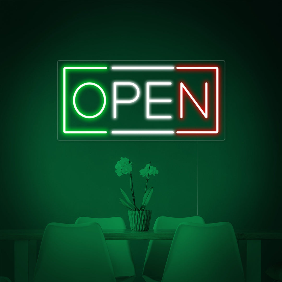 "open, Italialainen ravintola" Neonkyltti