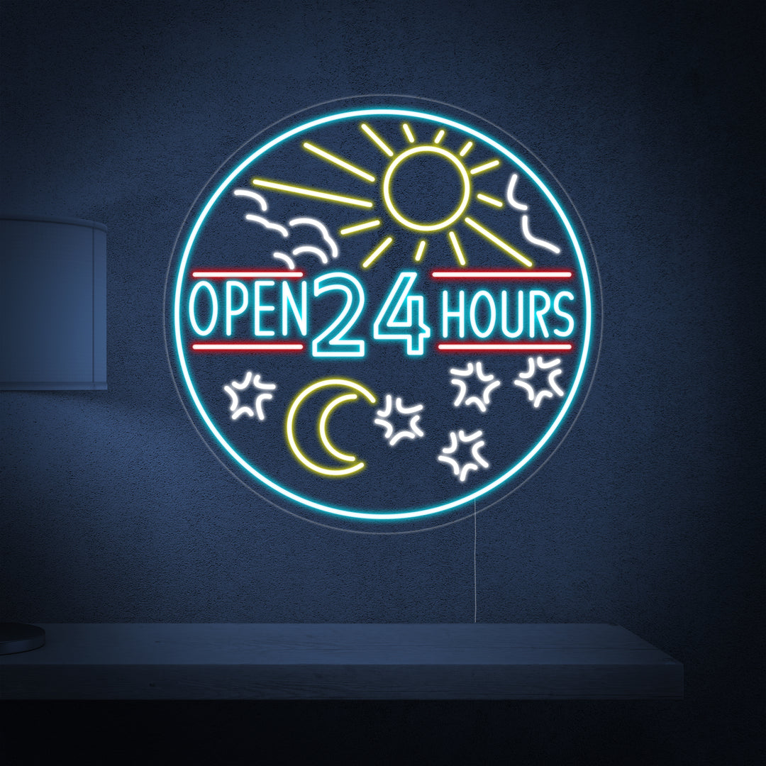 "Open 24 Hours" Neonkyltti