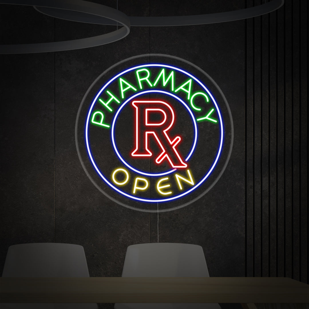 "Pharmacy Open" Neonkyltti