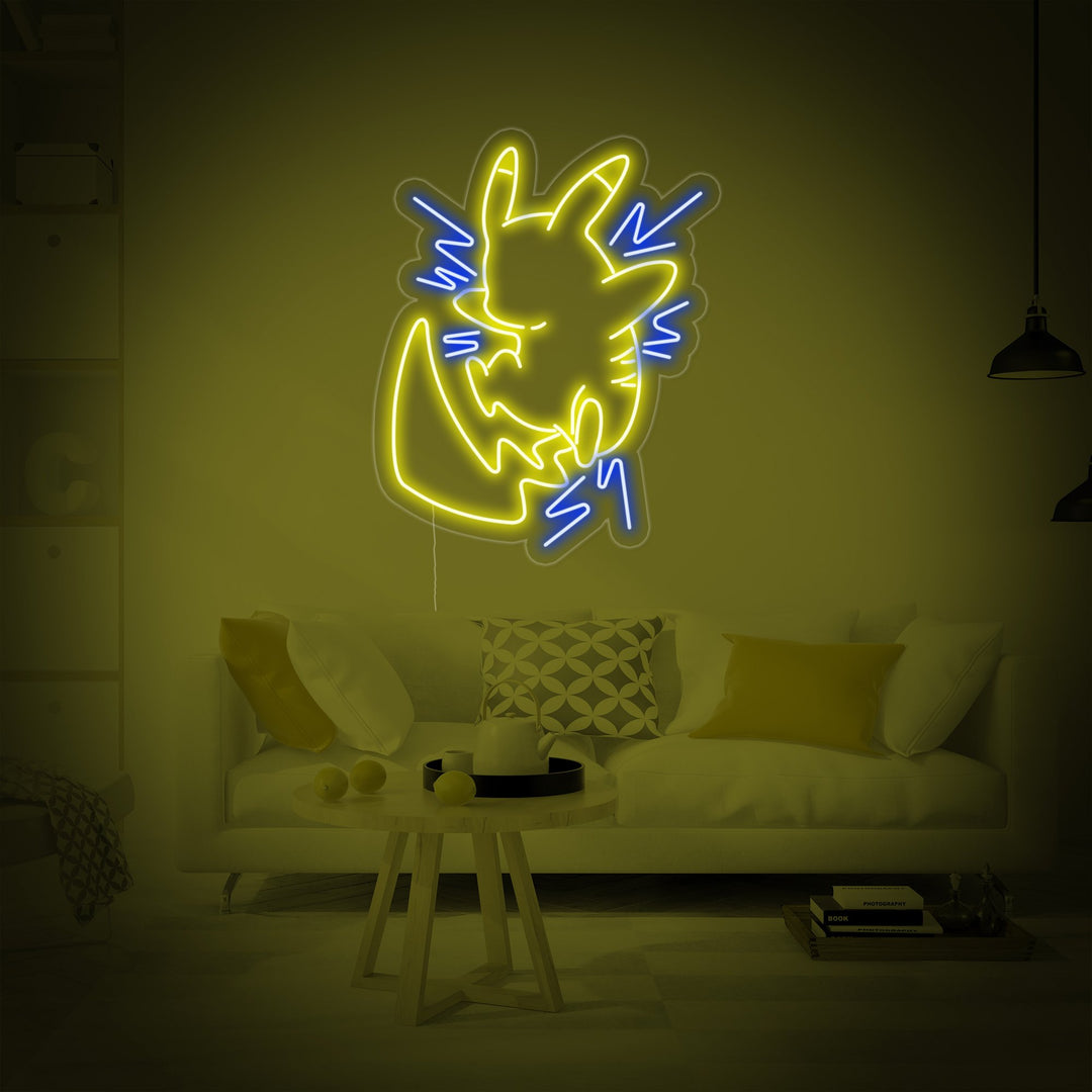 "Pikachu, Peli Seinätaide" Neonkyltti