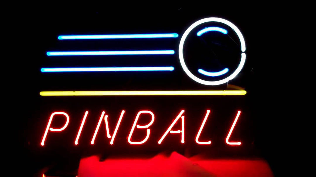 "Pinball, Kauppa Auki" Neonkyltti