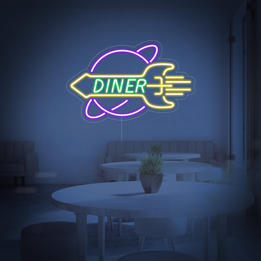 "Raketti Raketti Diner" Neonkyltti