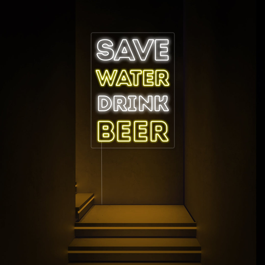 "Save Water Drink Beer" Neonkyltti