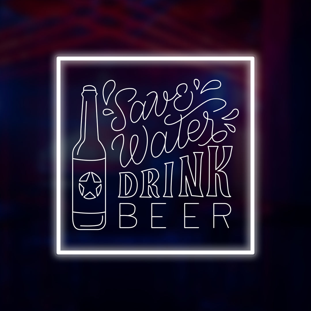 "Save Water Drink Beer" Pieni Neonkyltti