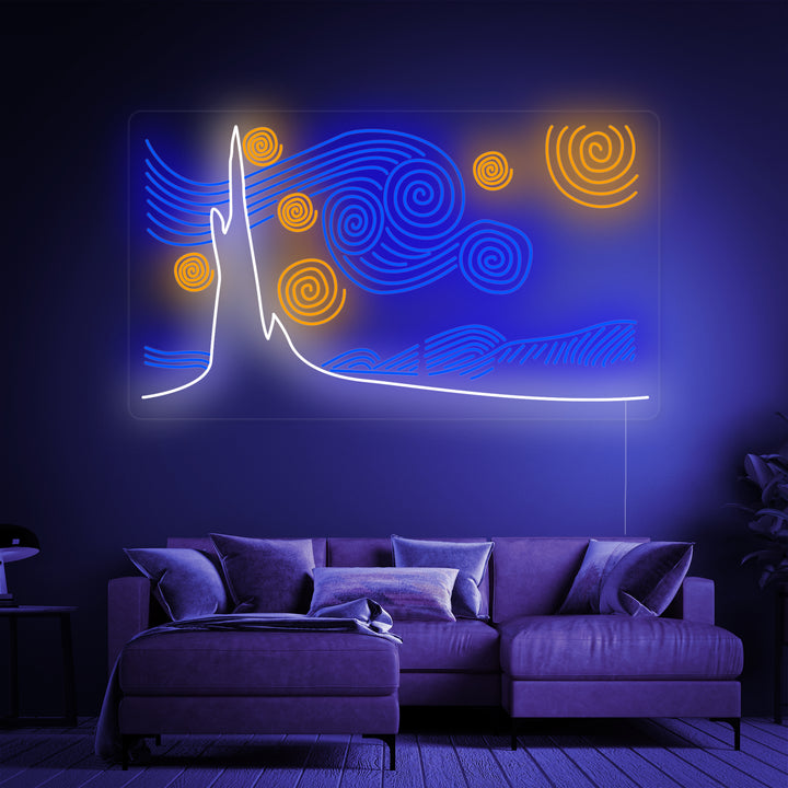 "Tähtiyö Vincent Van Gogh" Neonkyltti