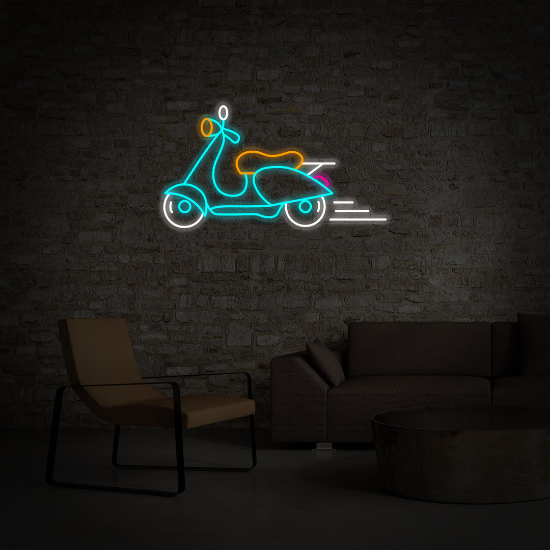 "Vintage Vespa-Moottoripyörä" Neonkyltti