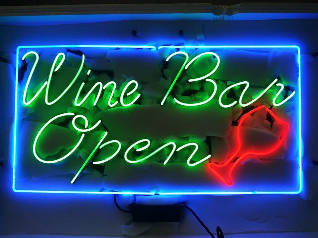 "Wine Bar Open" Neonkyltti