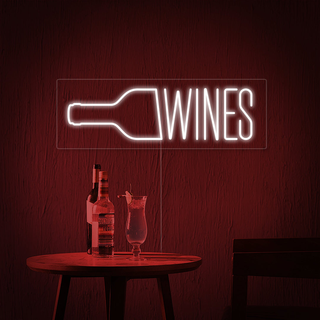 "Wine, Viinipullo, Bar" Neonkyltti