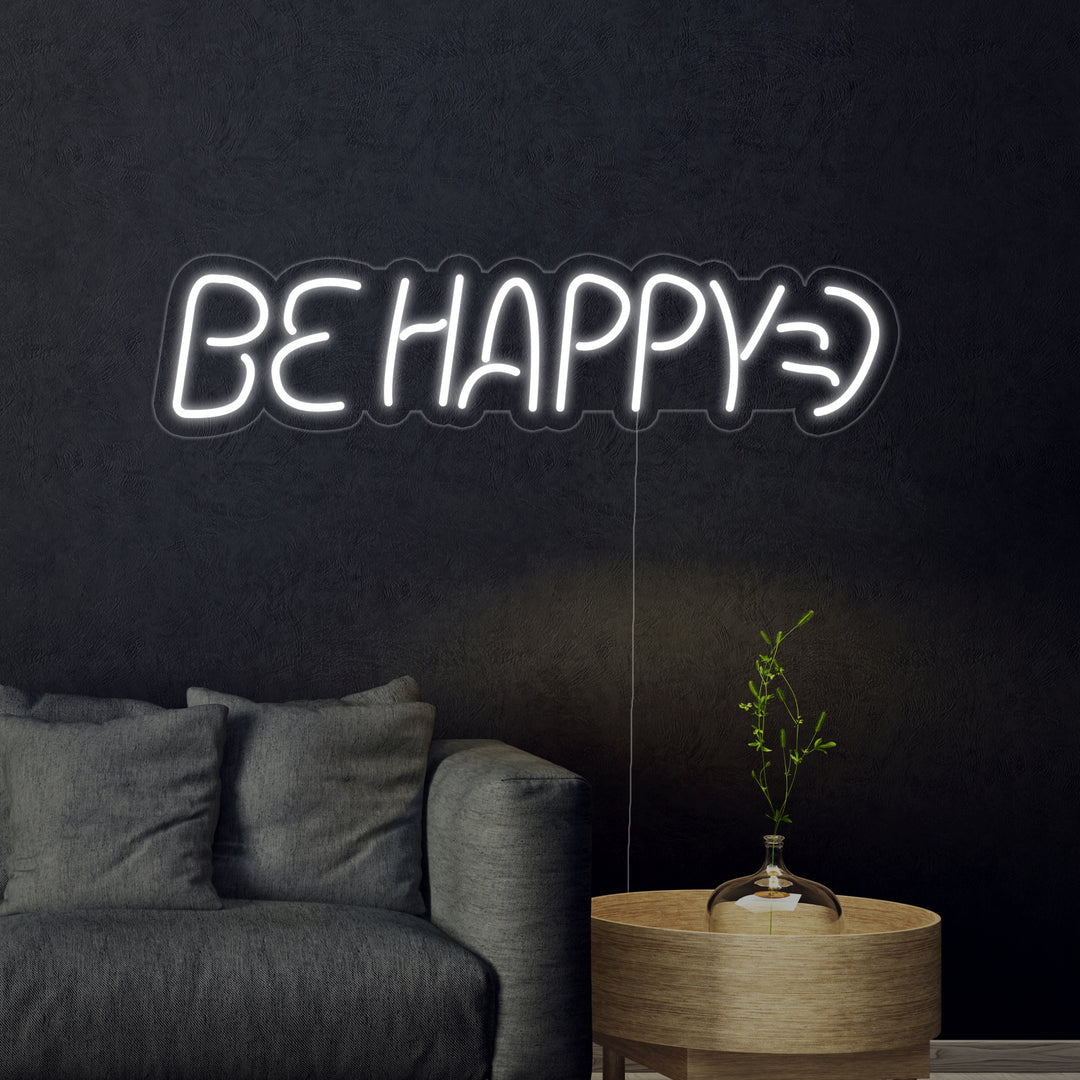 "Be Happy" Neonkyltti