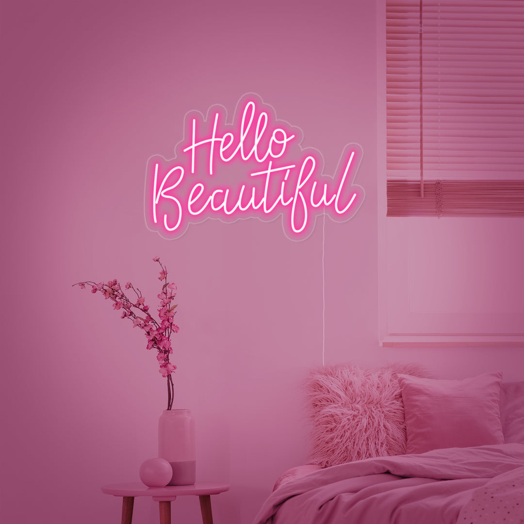 "Hello Beautiful" Neonkyltti